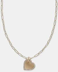 Dkny Pave Heart Pendant Necklace, 16" + 3" extender