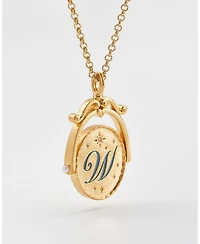 Fable England W Initial Water Lily Gold Spinner Chain Necklace