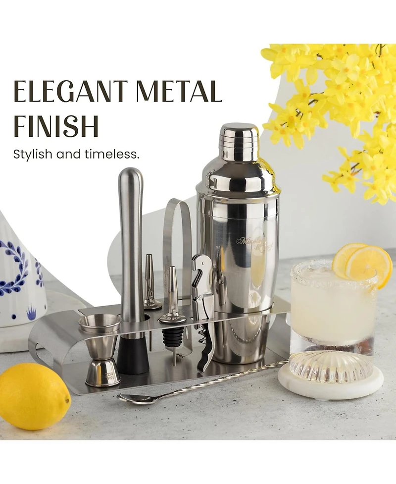 Zulay Kitchen Bartender Kit 9-Piece Bar Set Cocktail Shaker Set with Elegant Metal Stand