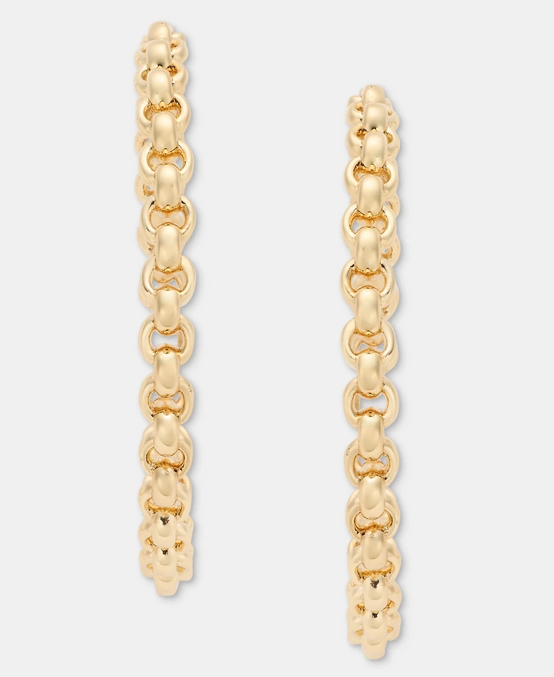Lauren Ralph Gold-Tone 40mm Chain Hoop Earrings
