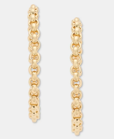 Lauren Ralph Gold-Tone 40mm Chain Hoop Earrings