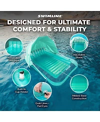 Swimline Original Inflatable Suntan Tub Lounge Float with Adjustable Shade, Mint