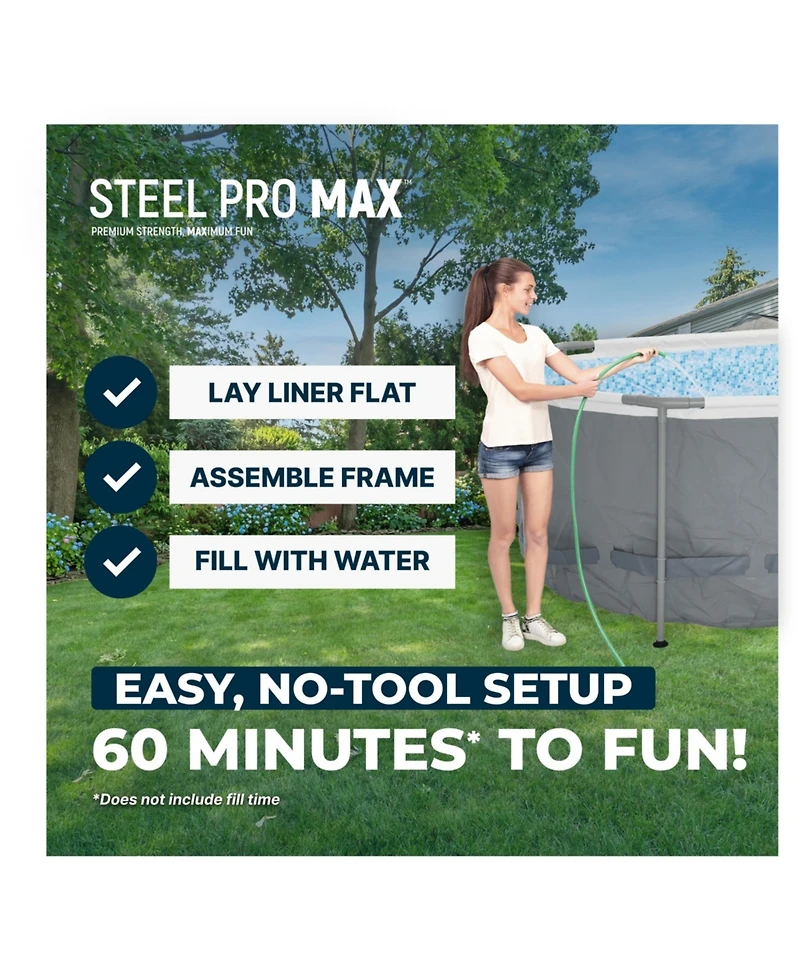 Bestway Power Steel 18' x 9' x 48" Oval Above Ground Outdoor Swimming Pool Set