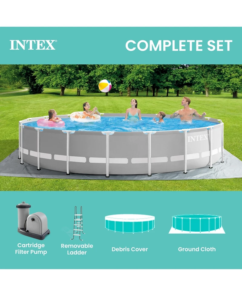 Intex 18ft x 48in Prism Round Frame Above Ground Swimming Pool Set with Pump