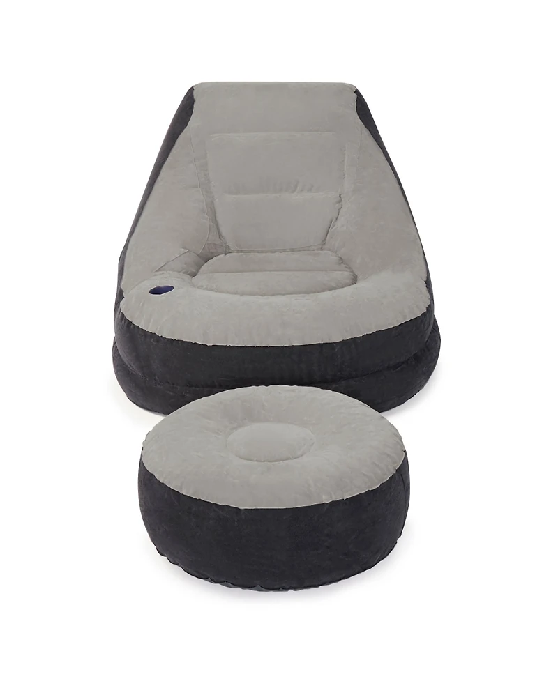 Intex Inflatable Ultra Lounge Chair With Cup Holder & Ottoman Set, Gray (5 Pack)