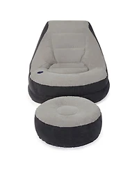 Intex Inflatable Ultra Lounge Chair With Cup Holder & Ottoman Set, Gray (5 Pack)