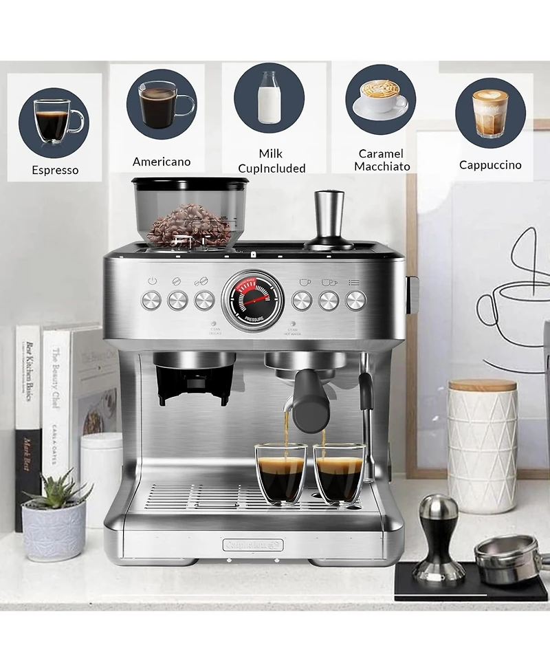 gaomon 20 Bar Professional Coffee Maker, Espresso Coffee Machine, Built-in Coffee Grinder