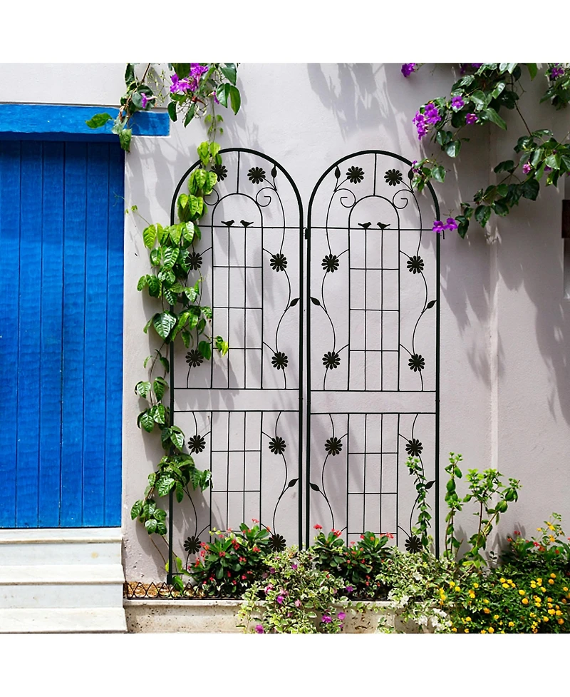 Clihome 2 Pack Metal Garden Trellis 71" x 19.7" Rustproof Trellis for Climbing Plants Outdoor Flower Support