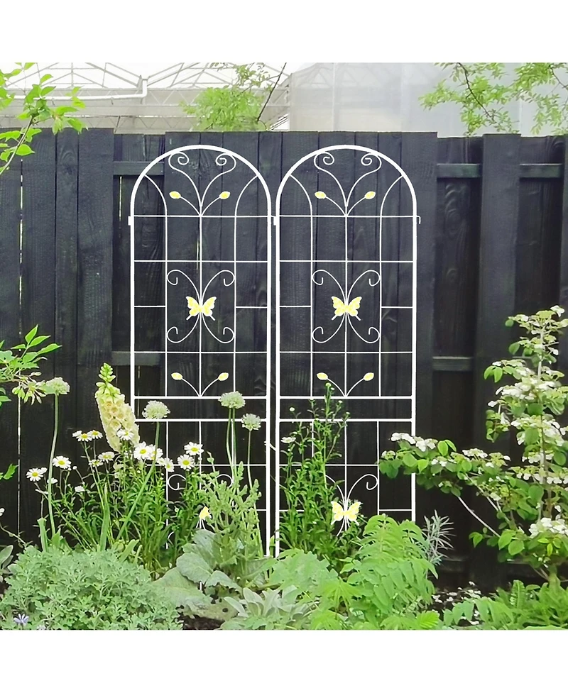 Clihome Metal Garden Trellis 86.7" x 19.7" Rustproof Trellis for Climbing Plants Outdoor Flower Support