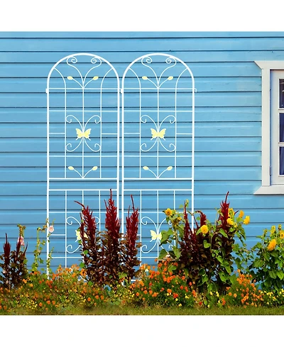 Clihome Metal Garden Trellis 86.7" x 19.7" Rustproof Trellis for Climbing Plants Outdoor Flower Support