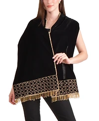 Raas Women's Hand Embroidered Velvet Scarf