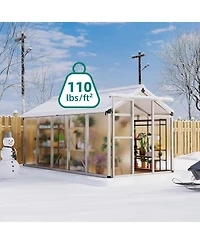 gaomon 6x10 feet Walk-In Greenhouse, Polycarbonate Panels, Adjustable Roof Vent & Sliding Door, Aluminum Frame, Garden & Patio
