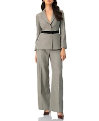 Ivonne Women's Checkered Wide-Leg Trousers with Side Stripe