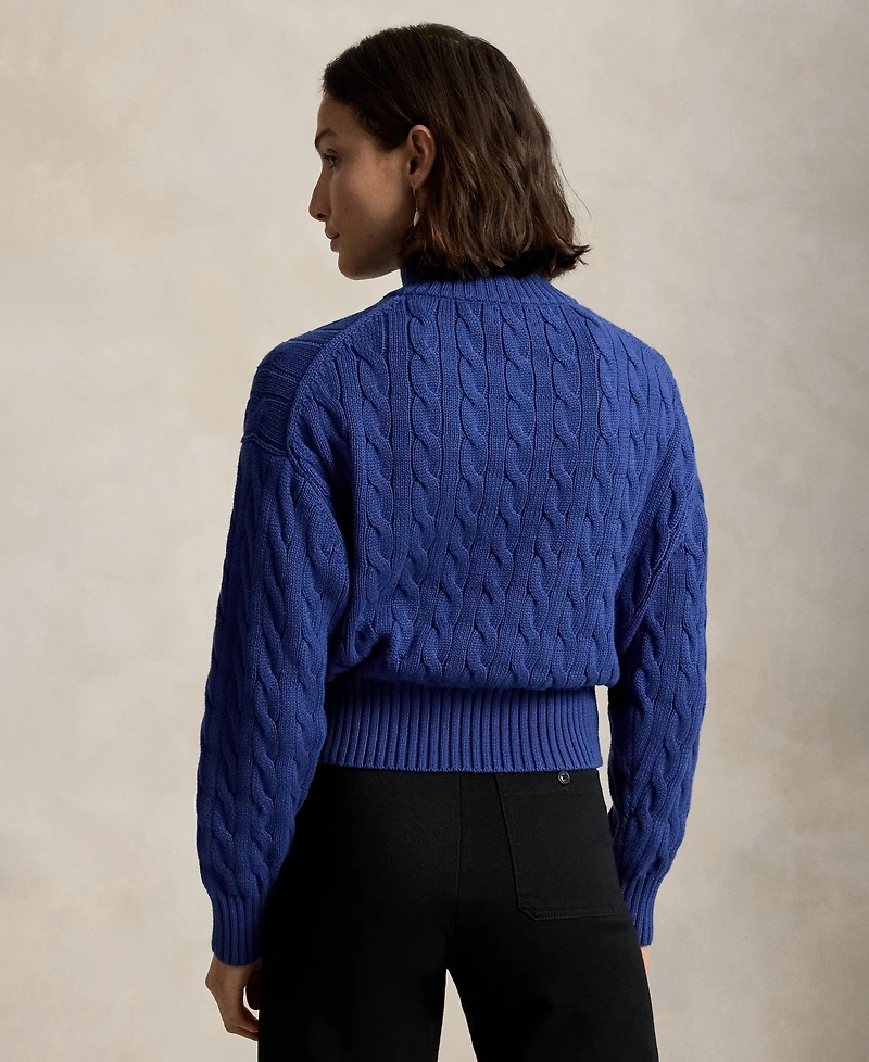 Polo Ralph Lauren Women's Cable-Knit Cotton Quarter-Zip Sweater