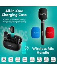 Movo NanoMic Dual Usb-c Wireless Microphone for iPhone 15/16 and Up with Wireless Mic Handle