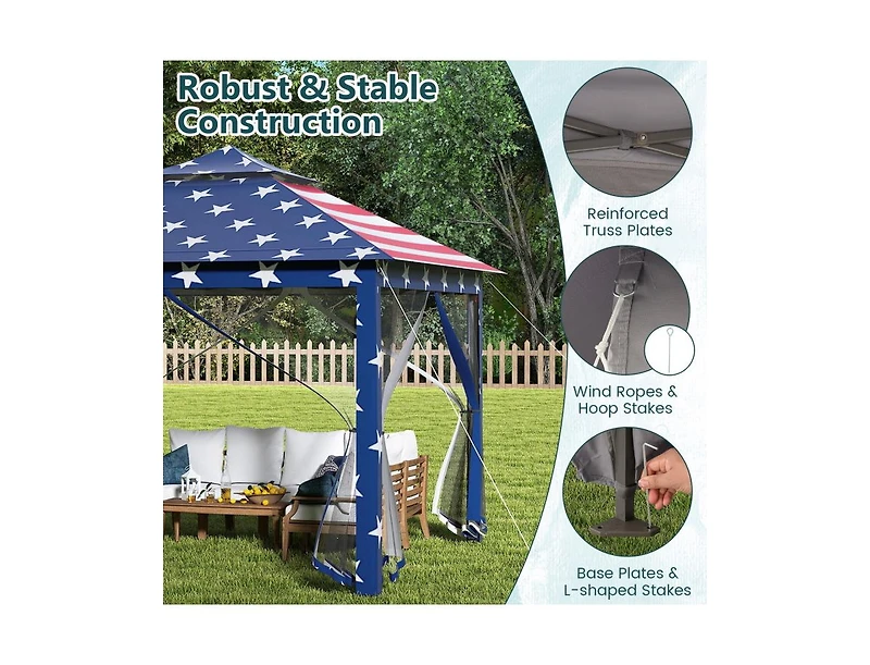 Boyel Living 11 x Feet 2-Tier Pop-Up Gazebo Tent Portable Canopy Shelter Carry Bag Mesh