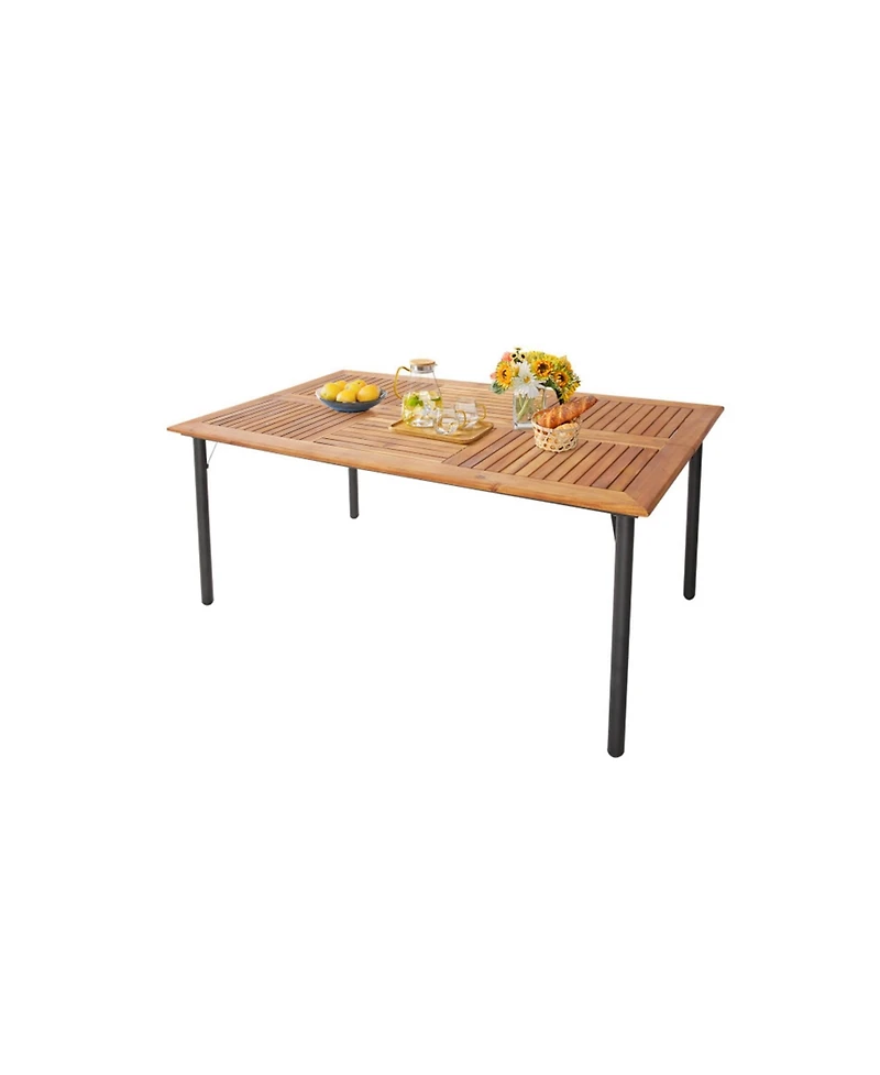 Clihome 7-Piece Outdoor Dining Set with Acacia Wood Table