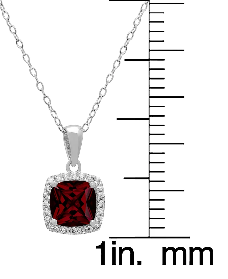 Macy's 2-Piece Garnet (1.75 ct. t.w.) & White Topaz (0.64 ct. t.w.) Pendant Necklace and Earrings Set in Sterling Silver