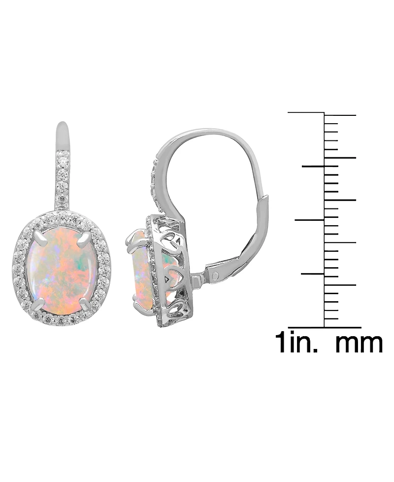 Macy's Lab Grown Opal (3 ct. t.w.) & Lab Grown White Sapphire (0.56 ct. t.w.) Earrings in Sterling Silver
