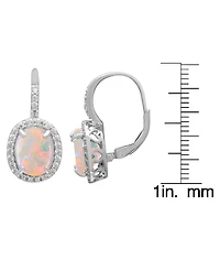 Macy's Lab Grown Opal (3 ct. t.w.) & Lab Grown White Sapphire (0.56 ct. t.w.) Earrings in Sterling Silver