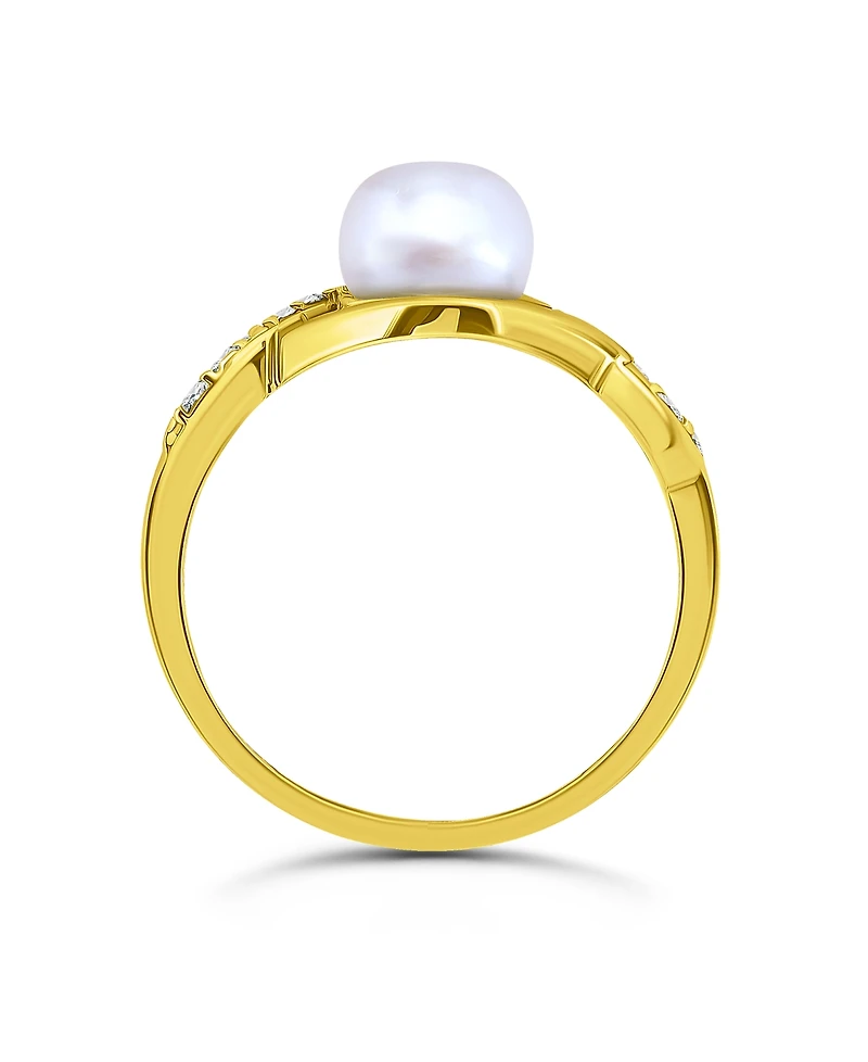 Macy's 1/4 cttw Cubic Zirconia 7mm Imitation Pearl Infinity Design Band