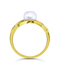 Macy's 1/4 cttw Cubic Zirconia 7mm Imitation Pearl Infinity Design Band