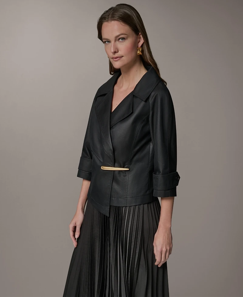 Donna Karan New York Petite Bar Hardware Notch Lapel Collar Jacket