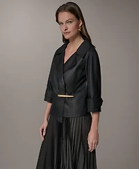 Donna Karan New York Petite Bar Hardware Notch Lapel Collar Jacket