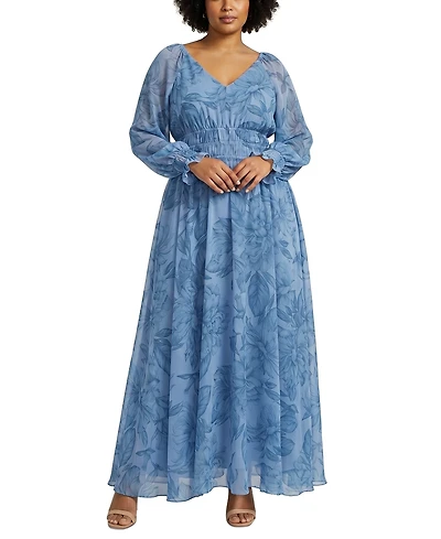 Taylor Plus Smocked Waist V-Neck Maxi Dress