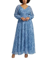 Taylor Plus Smocked Waist V-Neck Maxi Dress
