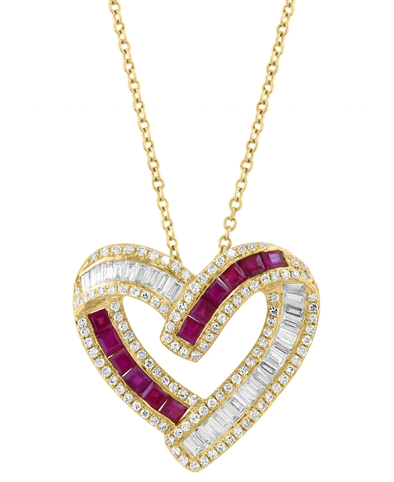 Effy Collection Ruby (3/4 ct. t.w.) & Diamond (3/4 ct. t.w.) Pendant Necklace in 14k Yellow Gold