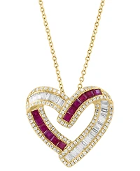 Effy Collection Ruby (3/4 ct. t.w.) & Diamond (3/4 ct. t.w.) Pendant Necklace in 14k Yellow Gold