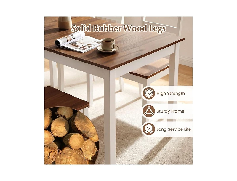 Slickblue Kitchen Dinner Table Rectangular with Rubber Wood Legs