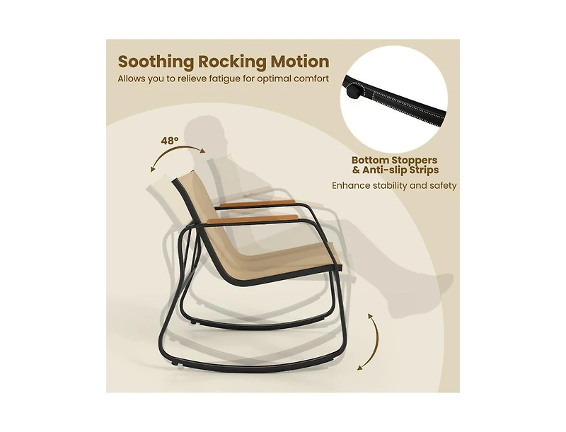 Boyel Living 3 Piece Rocking Bistro Chairs and Side Table Set with Storage Bag