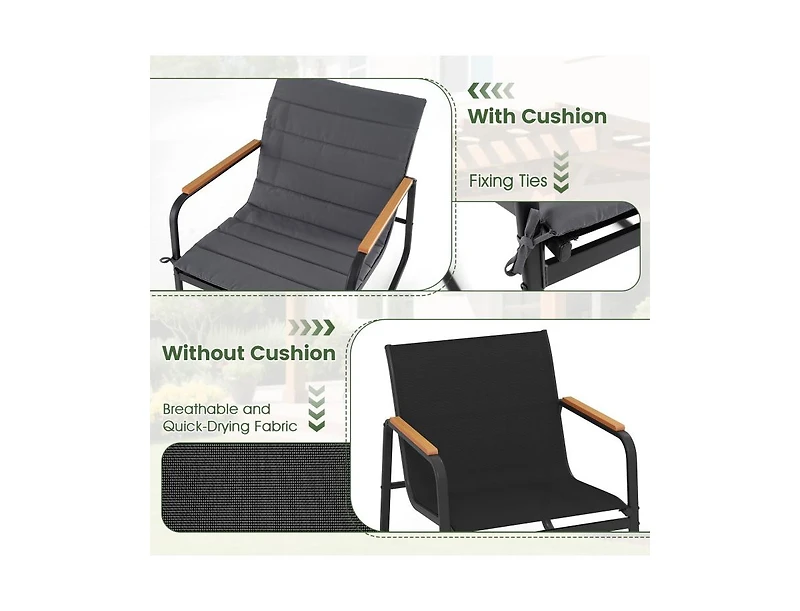 Boyel Living 3 Piece Outdoor Rocking Bistro Set Porch Rocker Chairs