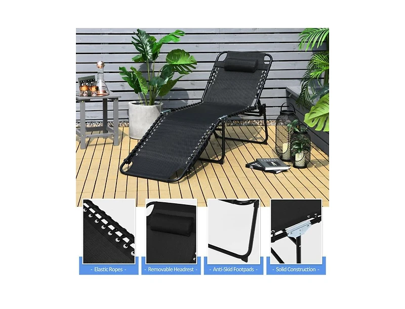 Boyel Living Foldable Recline Lounge Chair with Adjustable Backrest and Footrest