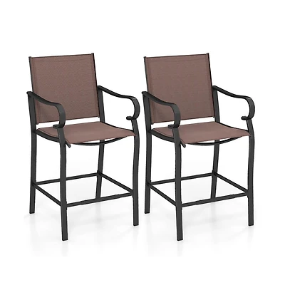 Boyel Living Outdoor Counter Height Bar Stools Set of 2 with Breathable Mesh Fabric