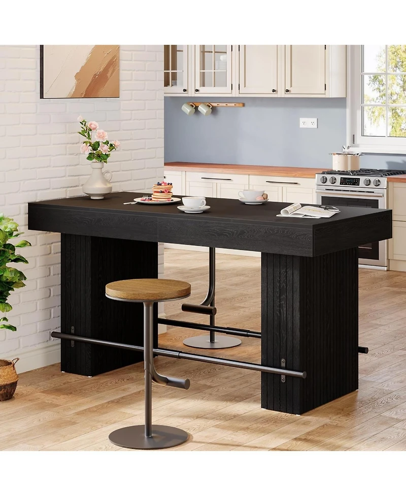 Tribesigns 62.2'' Dining Table for 4-6, Kitchen with Footrest, Counter Height Room Table, High Top Bar