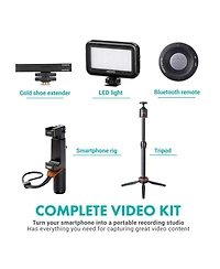 Movo V8 Huge Vlogging Kit for iPhone with Tripod, Grip, Microphones, Led Lights, and Wireless Remote