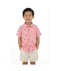 Andy & Evan Little Boys Car Print Buttondown and Linen Short Set
