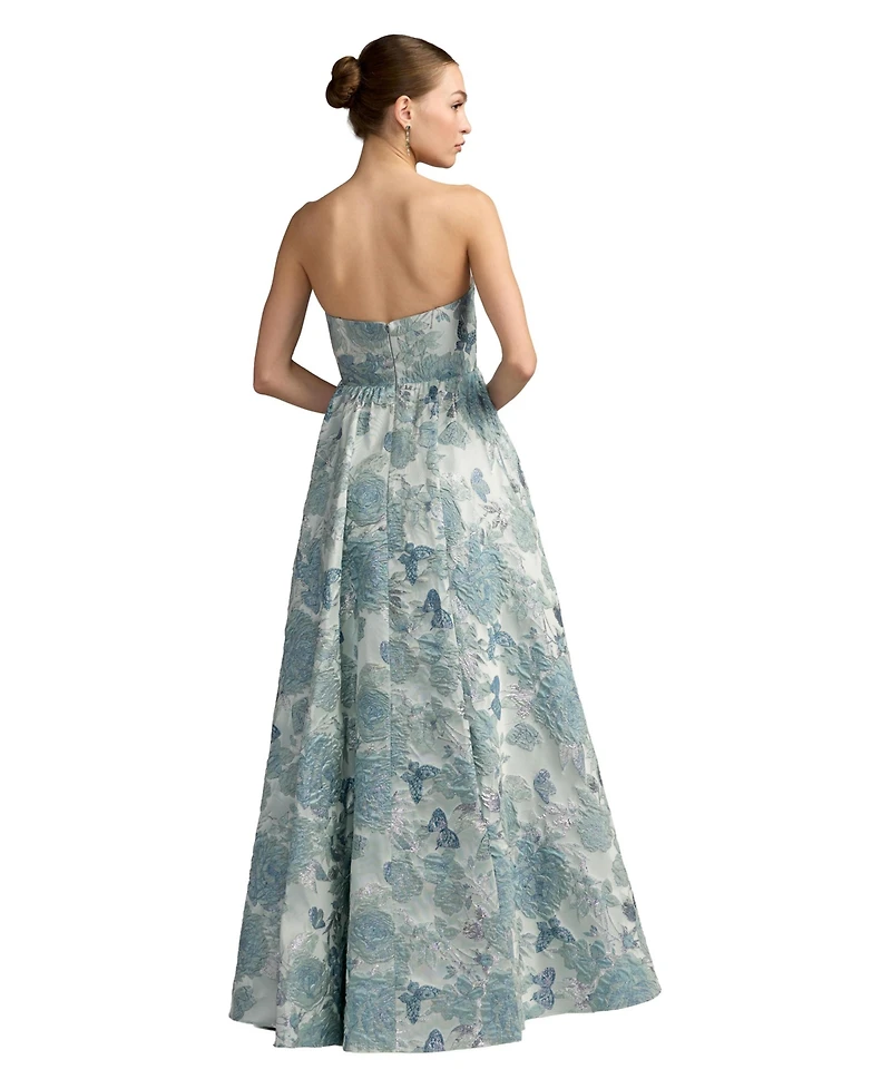 Mac Duggal Women's Floral Brocade Strapless Ballgown With Bow