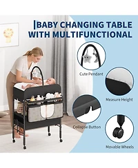 gaomon Baby Changing Table, Versatile Folding Changing Table with Wheels and 2 Drawers