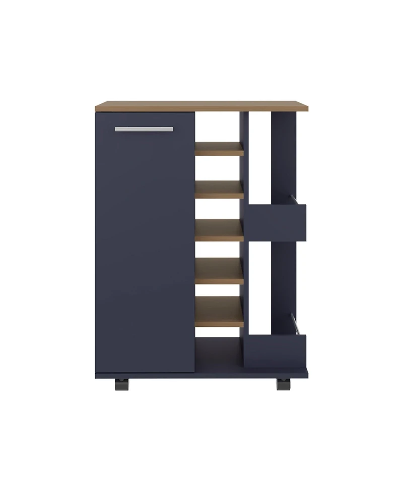 Fm Furniture Carefree bar cabinet, bottle racks, double side shelves, modern design in Kronos Ash and Kronos