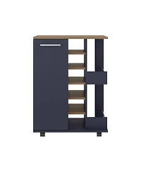 Fm Furniture Carefree bar cabinet, bottle racks, double side shelves, modern design in Kronos Ash and Kronos