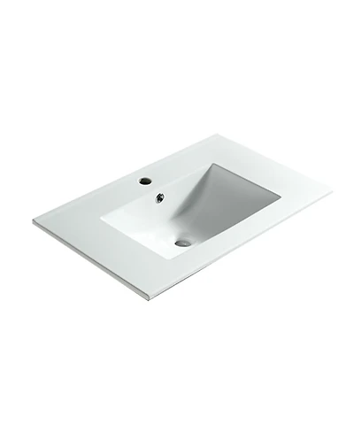 Sillysis Rectangular Ceramic Bathroom Sink with Overflow