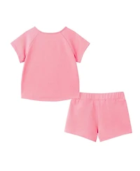 Andy & Evan Toddler Girls Glitter Cheetah French Terry Top and Short Set