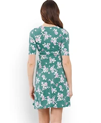 Hello Miz Maternity Floral V Neck Wrap Nursing Dress with Tie Waist