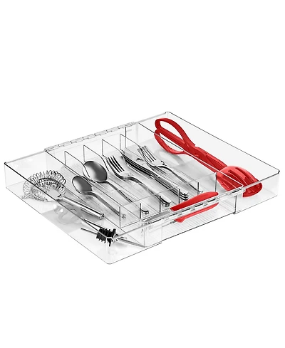 Sorbus Expandable Silverware Organizer – Multipurpose Flatware and Kitchen Storage Solution - with 6 compartments and 2 expandable slots