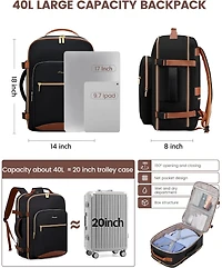 Lovevook 40L Travel Backpack for Women and Men, Airline Approved Carry On Luggage with 3 Packing Cubes, Tsa Overnight Bags