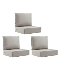Pocassy Outdoor Deep Seat Cushion Set, Water-Resistant Patio Furniture Cushions with Removable Cover, Set of 3